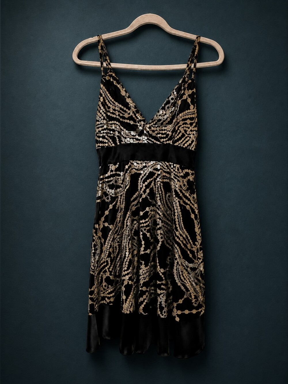 Vintage - Y2K - Express Black & Gold Mini Dress – Size S